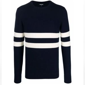 Ron Dorf Wide Striped Navy and White Cashmere Jumper in Size XS
